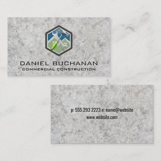 Bouw moersleutel hamer | Beton Visitekaartje (Voorkant / Achterkant)