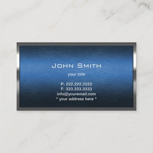 Bouw Monogram Blauwe Metaal Grens Visitekaartje (Achterkant)