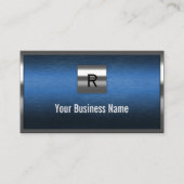 Bouw Monogram Blauwe Metaal Grens Visitekaartje (Voorkant)