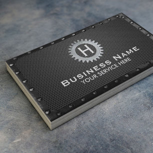 Bouw monogram donker metaal omgeven door Modern Visitekaartje