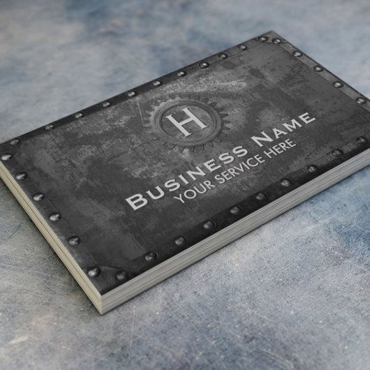 Bouw  monogram Rusty Black Metal Visitekaartje