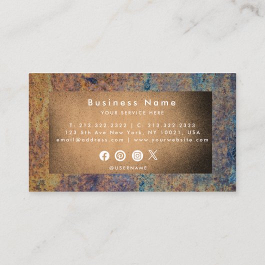 Bouw  Monogram Rusty Metal Business Visitekaartje (Achterkant)