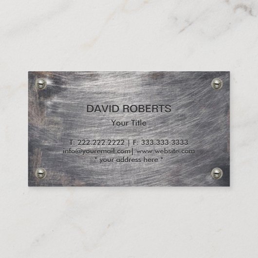 Bouw Monogram staal Logo Grunge Metal Visitekaartje (Achterkant)