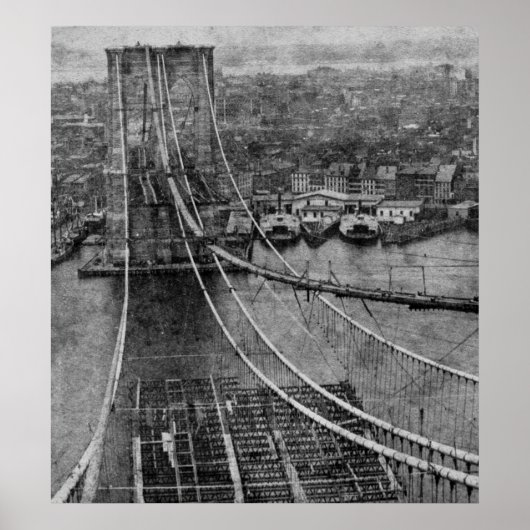 Bouw New York City Brooklyn Bridge Poster (Voorkant)