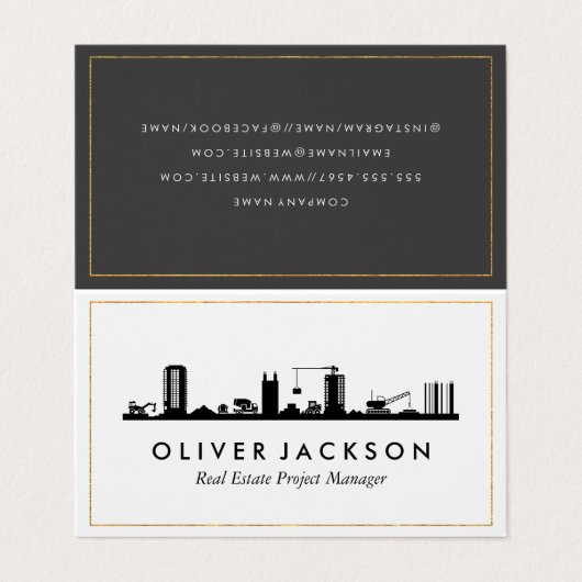 Bouw Onroerend goed Visitekaartje (Buitenkant ongevouwen)