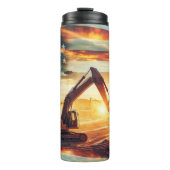 Bouw Patriottische Vlag Backhoe Thermosbeker (Voorkant)