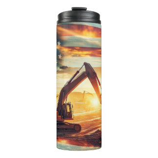 Bouw Patriottische Vlag Backhoe Thermosbeker