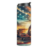 Bouw Patriottische Vlag Backhoe Thermosbeker (Gedraaid links)