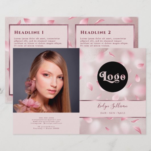 Bouw Petals Faux-Folie Bifold Brochure (Voorkant / Achterkant)