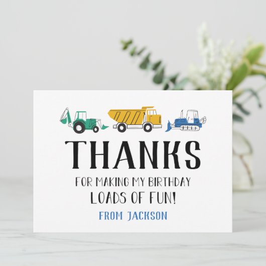 Bouw Plaats Birthday Hartelijk dank Bedankkaart (Staand voorkant)