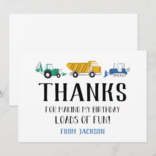 Bouw Plaats Birthday Hartelijk dank Bedankkaart (Voorkant / Achterkant)