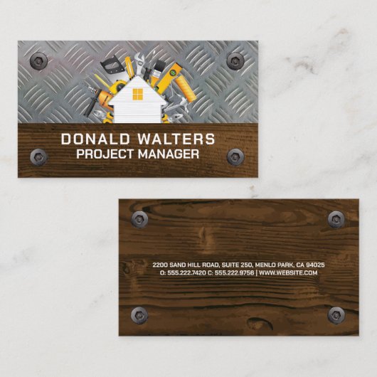 Bouw | plaatstaal | Hout | Schroeven Visitekaartje (Voorkant / Achterkant)