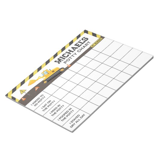 Bouw Potty Chart Gepersonaliseerde Naam & Taken Notitieblok (Schuin)