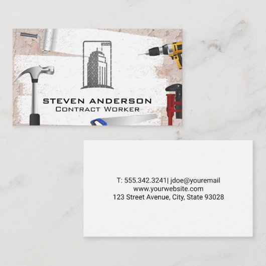 Bouw Power Tools & Hardware Visitekaartje (Voorkant / Achterkant)