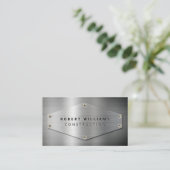 Bouw QR-code Metallic Zilver Metaal Visitekaartje (Staand voorkant)