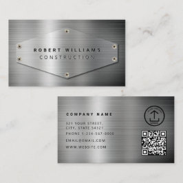 Bouw QR-code Metallic Zilver Metaal Visitekaartje