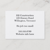 Bouw / Renovaties Business Card Template Visitekaartje (Achterkant)
