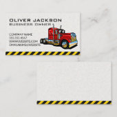 Bouw rode semi vrachtwagen voertuig visitekaartje (Voorkant / Achterkant)