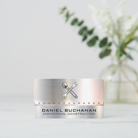 Bouw sleutels | Metaal | Klinknagels Visitekaartje (Staand voorkant)