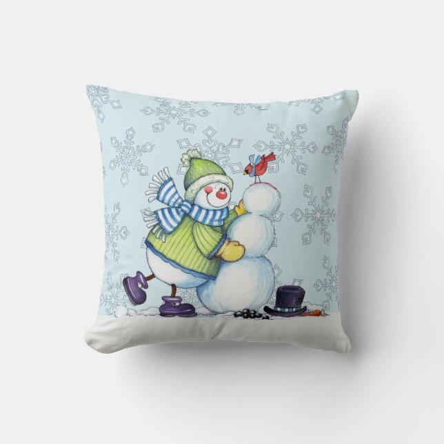 Bouw Snowman - Pillow Kussen (Voorkant)