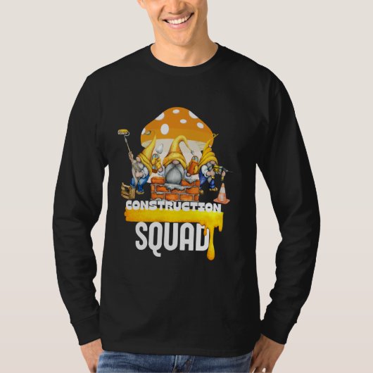 Bouw Squad waterverf Gnome Verjaardag Mushr T-shirt (Voorkant)