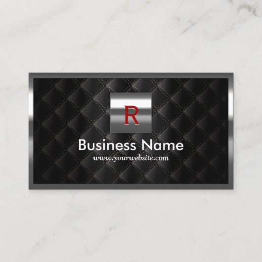 Bouw Staal Grens Monogram Luxe Zwart Visitekaartje (Voorkant)