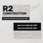 Bouw steenhouwer baksteen werkt op maat visitekaartje (Voorkant / Achterkant)