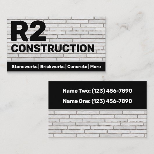 Bouw steenhouwer baksteen werkt op maat visitekaartje (Voorkant / Achterkant)