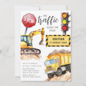 Bouw stopt het verkeer | verjaardagsfeestje kaart (Voorkant)