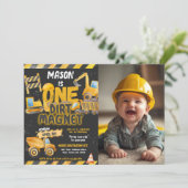 Bouw, stortplaatsvrachtwagen 1e verjaardag kaart (Staand voorkant)
