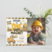 Bouw, stortplaatsvrachtwagen 1e verjaardag kaart (Staand voorkant)