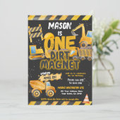 Bouw, stortplaatsvrachtwagen 1e verjaardag kaart (Staand voorkant)