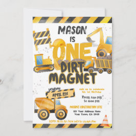 Bouw, stortplaatsvrachtwagen 1e verjaardag kaart