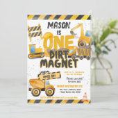 Bouw, stortplaatsvrachtwagen 1e verjaardag kaart (Staand voorkant)