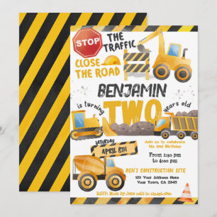 Bouw, stortplaatsvrachtwagen 2e verjaardag kaart