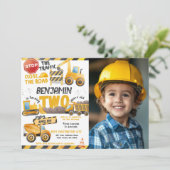 Bouw, stortplaatsvrachtwagen 2e verjaardag kaart (Staand voorkant)