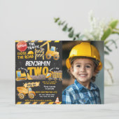 Bouw, stortplaatsvrachtwagen 2e verjaardag kaart (Staand voorkant)