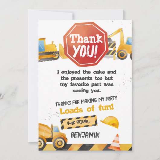 Bouw, stortplaatsvrachtwagen dank u kaart (Voorkant)