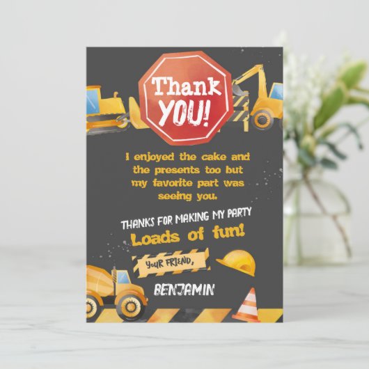 Bouw, stortplaatsvrachtwagen dank u kaart (Staand voorkant)