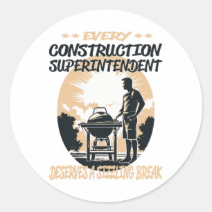 Bouw Superintendent Funny BBQ Chef of meisje Ronde Sticker