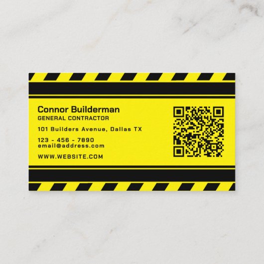 Bouw tape geïnspireerd op zwart en geel visitekaartje (Achterkant)