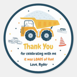 Bouw terrein vuilstort vrachtwagen Birthday Favor Ronde Sticker