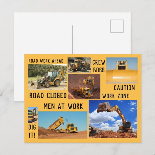 Bouw-terreintractoren Briefkaart (Voorkant / Achterkant)