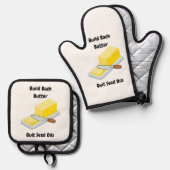 Bouw terug Boteroven Mitt en Pot Houder Ovenwant & Pannenlap Set (Voorkant / Achterkant)
