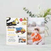 Bouw Thema boy Birthday party Dump Truck I Kaart (Staand voorkant)