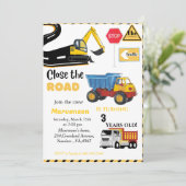 Bouw Thema boy Birthday party Dump Truck Kaart (Staand voorkant)