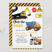 Bouw Thema boy Birthday party Dump Truck Kaart (Voorkant / Achterkant)