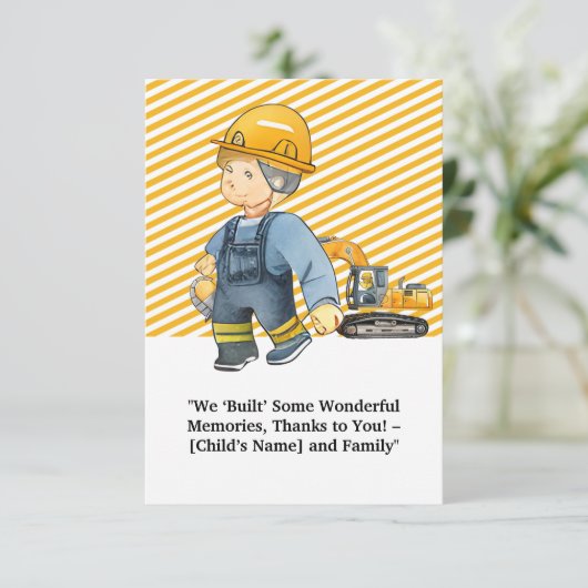 "Bouw-thema dank u kaart – waarderen (Staand voorkant)