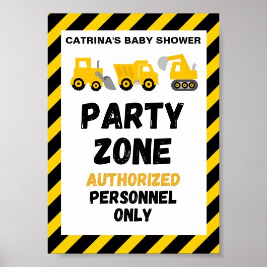 Bouw thema feest bord poster (Voorkant)