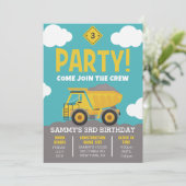 Bouw Thema Party Uitnodiging voor Jongen (Staand voorkant)